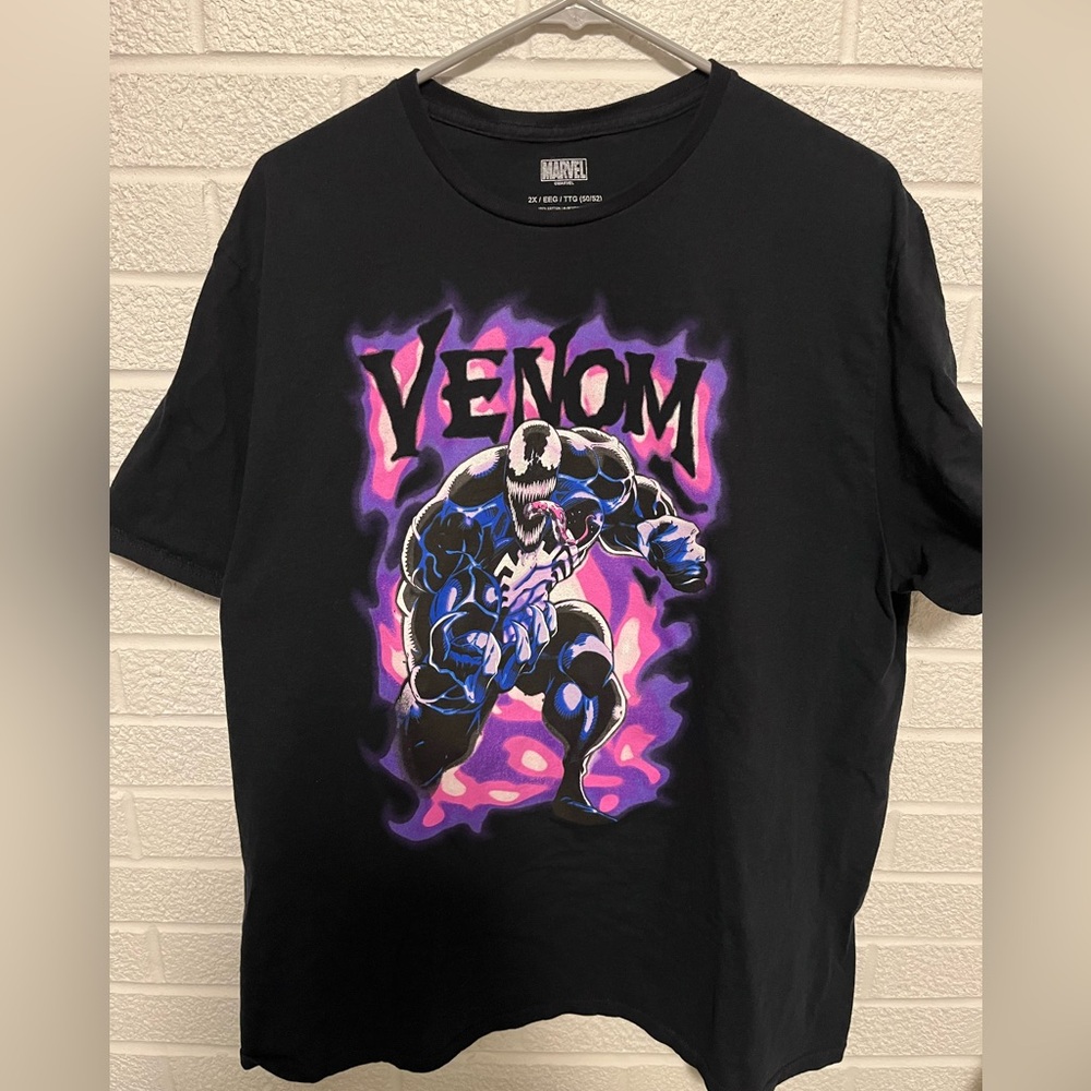 Men's XXL 2XL T-Shirt Short Sleeve Venom Spider-Man Marvel Comics Purple Smoke